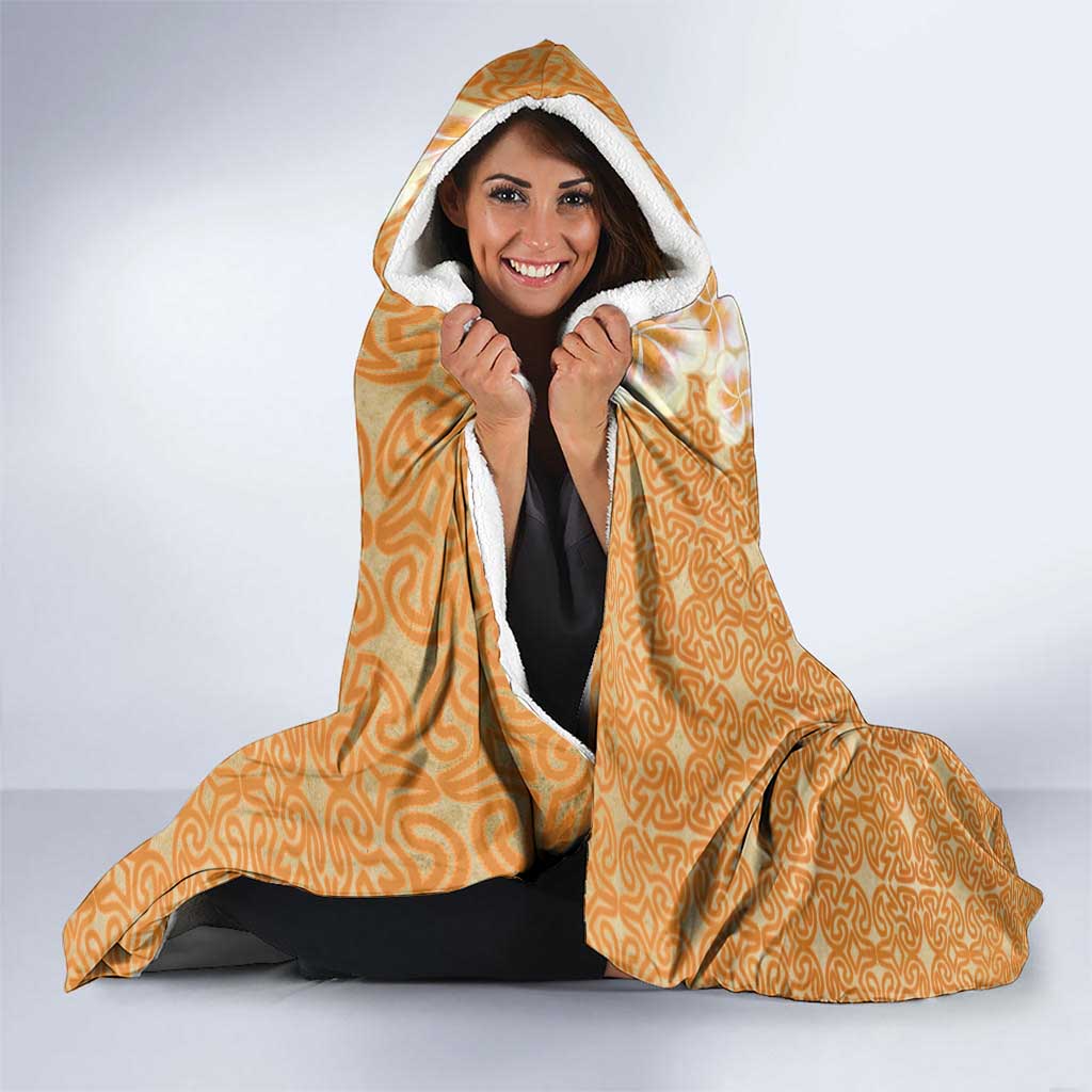 Personalised Tufi Tapa and Tattoo Festival Hooded Blanket Oro Tapa Cloth With Plumeria - Polynesian Pride