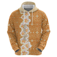 Personalised Tufi Tapa and Tattoo Festival Hoodie Oro Tapa Cloth With Plumeria - Polynesian Pride