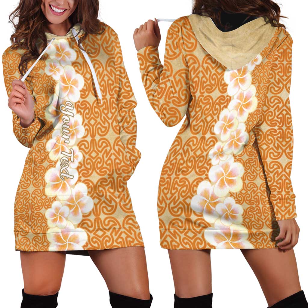 Personalised Tufi Tapa and Tattoo Festival Hoodie Dress Oro Tapa Cloth With Plumeria - Polynesian Pride