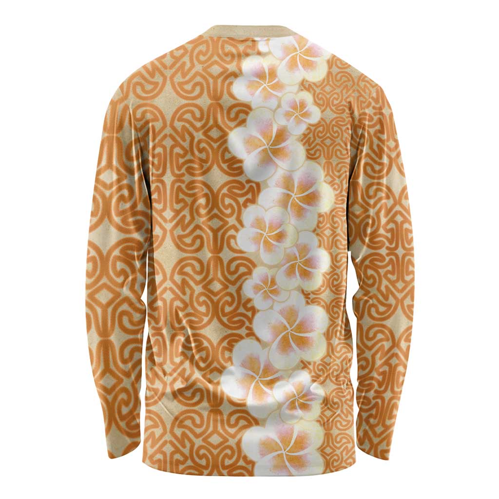 Personalised Tufi Tapa and Tattoo Festival Long Sleeve Shirt Oro Tapa Cloth With Plumeria - Polynesian Pride