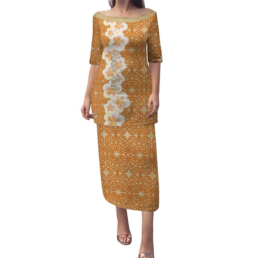 Personalised Tufi Tapa and Tattoo Festival Puletasi Oro Tapa Cloth With Plumeria - Polynesian Pride