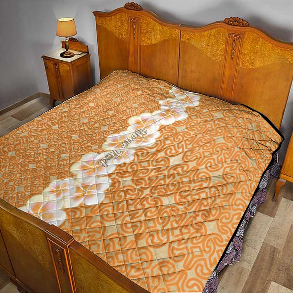 Personalised Tufi Tapa and Tattoo Festival Quilt Oro Tapa Cloth With Plumeria LT14 - Polynesian Pride
