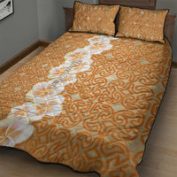 Personalised Tufi Tapa and Tattoo Festival Quilt Bed Set Oro Tapa Cloth With Plumeria - Polynesian Pride