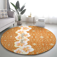 Personalised Tufi Tapa and Tattoo Festival Round Carpet Oro Tapa Cloth With Plumeria LT14 - Polynesian Pride