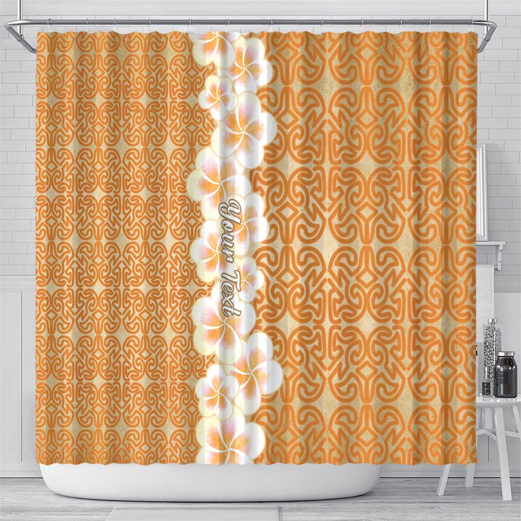 Personalised Tufi Tapa and Tattoo Festival Shower Curtain Oro Tapa Cloth With Plumeria - Polynesian Pride