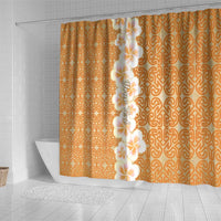 Personalised Tufi Tapa and Tattoo Festival Shower Curtain Oro Tapa Cloth With Plumeria - Polynesian Pride