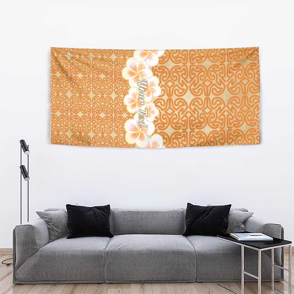 Personalised Tufi Tapa and Tattoo Festival Tapestry Oro Tapa Cloth With Plumeria - Polynesian Pride
