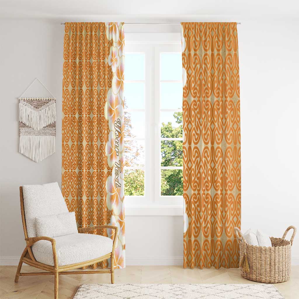 Personalised Tufi Tapa and Tattoo Festival Window Curtain Oro Tapa Cloth With Plumeria LT14 - Polynesian Pride