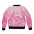 Personalised Polynesia Breast Cancer Awareness Bomber Jacket No One Fights Alone Turtle Ribbon - Pink Version