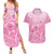 Personalised Polynesia Breast Cancer Awareness Couples Matching Summer Maxi Dress and Hawaiian Shirt No One Fights Alone Turtle Ribbon - Pink Version