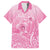 Personalised Polynesia Breast Cancer Awareness Family Matching Long Sleeve Bodycon Dress and Hawaiian Shirt No One Fights Alone Turtle Ribbon - Pink Version