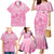 Personalised Polynesia Breast Cancer Awareness Family Matching Mermaid Dress and Hawaiian Shirt No One Fights Alone Turtle Ribbon - Pink Version