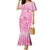 Personalised Polynesia Breast Cancer Awareness Family Matching Mermaid Dress and Hawaiian Shirt No One Fights Alone Turtle Ribbon - Pink Version