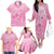 Personalised Polynesia Breast Cancer Awareness Family Matching Off The Shoulder Long Sleeve Dress and Hawaiian Shirt No One Fights Alone Turtle Ribbon - Pink Version