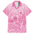 Personalised Polynesia Breast Cancer Awareness Family Matching Off The Shoulder Long Sleeve Dress and Hawaiian Shirt No One Fights Alone Turtle Ribbon - Pink Version