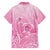 Personalised Polynesia Breast Cancer Awareness Family Matching Off The Shoulder Long Sleeve Dress and Hawaiian Shirt No One Fights Alone Turtle Ribbon - Pink Version