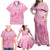 Personalised Polynesia Breast Cancer Awareness Family Matching Off Shoulder Maxi Dress and Hawaiian Shirt No One Fights Alone Turtle Ribbon - Pink Version