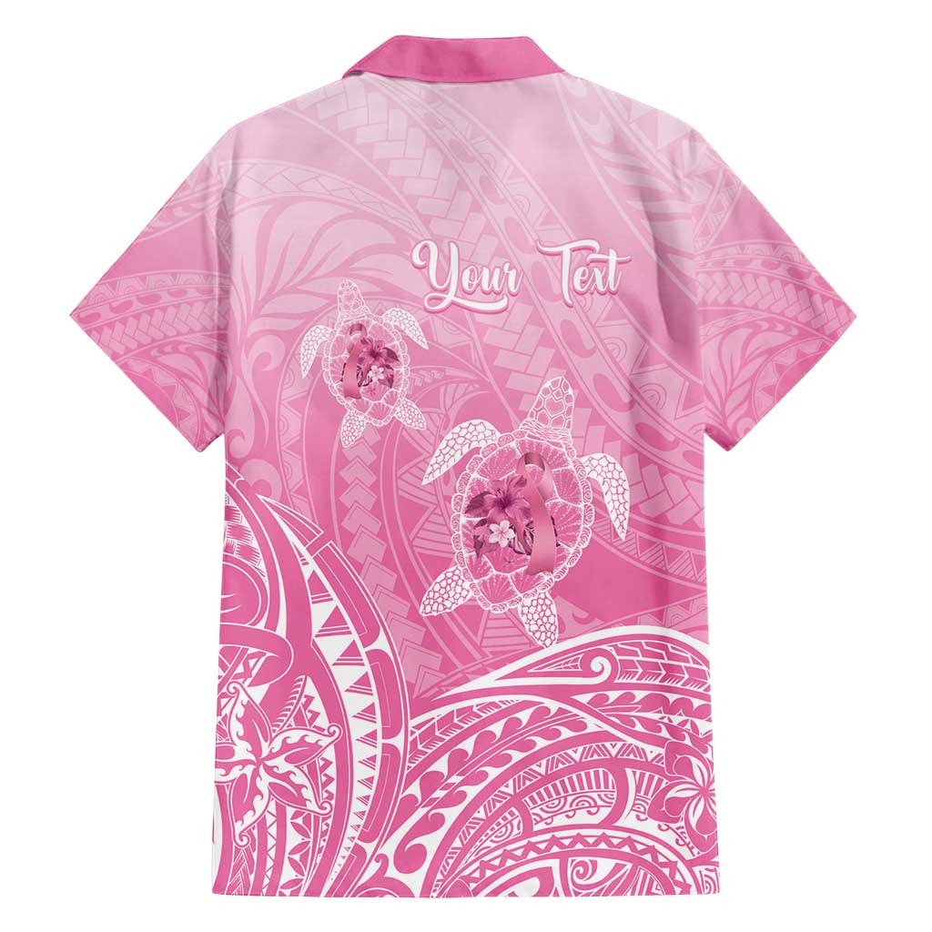 Personalised Polynesia Breast Cancer Awareness Family Matching Off Shoulder Maxi Dress and Hawaiian Shirt No One Fights Alone Turtle Ribbon - Pink Version