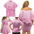 Personalised Polynesia Breast Cancer Awareness Family Matching Off Shoulder Short Dress and Hawaiian Shirt No One Fights Alone Turtle Ribbon - Pink Version