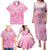 Personalised Polynesia Breast Cancer Awareness Family Matching Puletasi and Hawaiian Shirt No One Fights Alone Turtle Ribbon - Pink Version