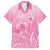 Personalised Polynesia Breast Cancer Awareness Family Matching Short Sleeve Bodycon Dress and Hawaiian Shirt No One Fights Alone Turtle Ribbon - Pink Version