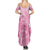 Personalised Polynesia Breast Cancer Awareness Family Matching Summer Maxi Dress and Hawaiian Shirt No One Fights Alone Turtle Ribbon - Pink Version