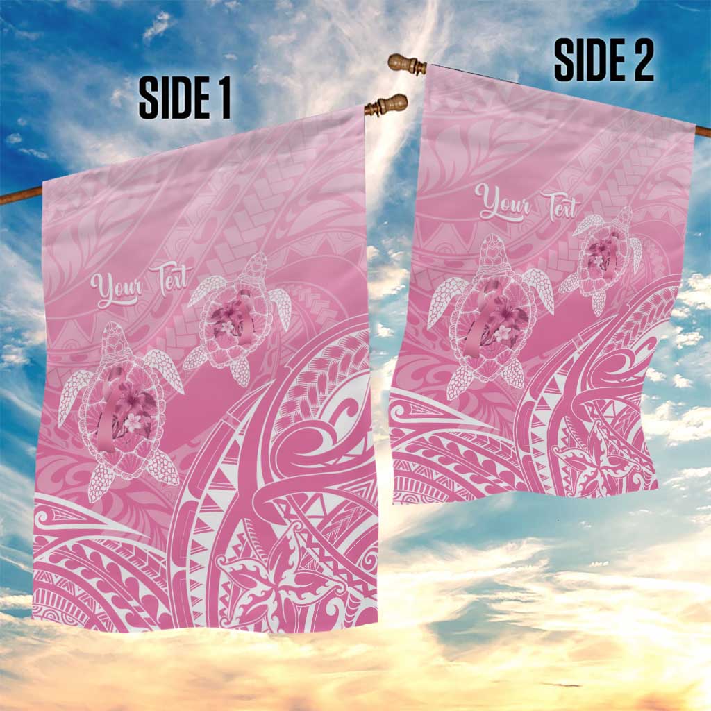 Personalised Polynesia Breast Cancer Awareness Garden Flag No One Fights Alone Turtle Ribbon - Pink Version