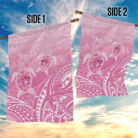 Personalised Polynesia Breast Cancer Awareness Garden Flag No One Fights Alone Turtle Ribbon - Pink Version