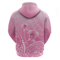 Personalised Polynesia Breast Cancer Awareness Hoodie No One Fights Alone Turtle Ribbon - Pink Version