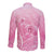 Personalised Polynesia Breast Cancer Awareness Long Sleeve Button Shirt No One Fights Alone Turtle Ribbon - Pink Version