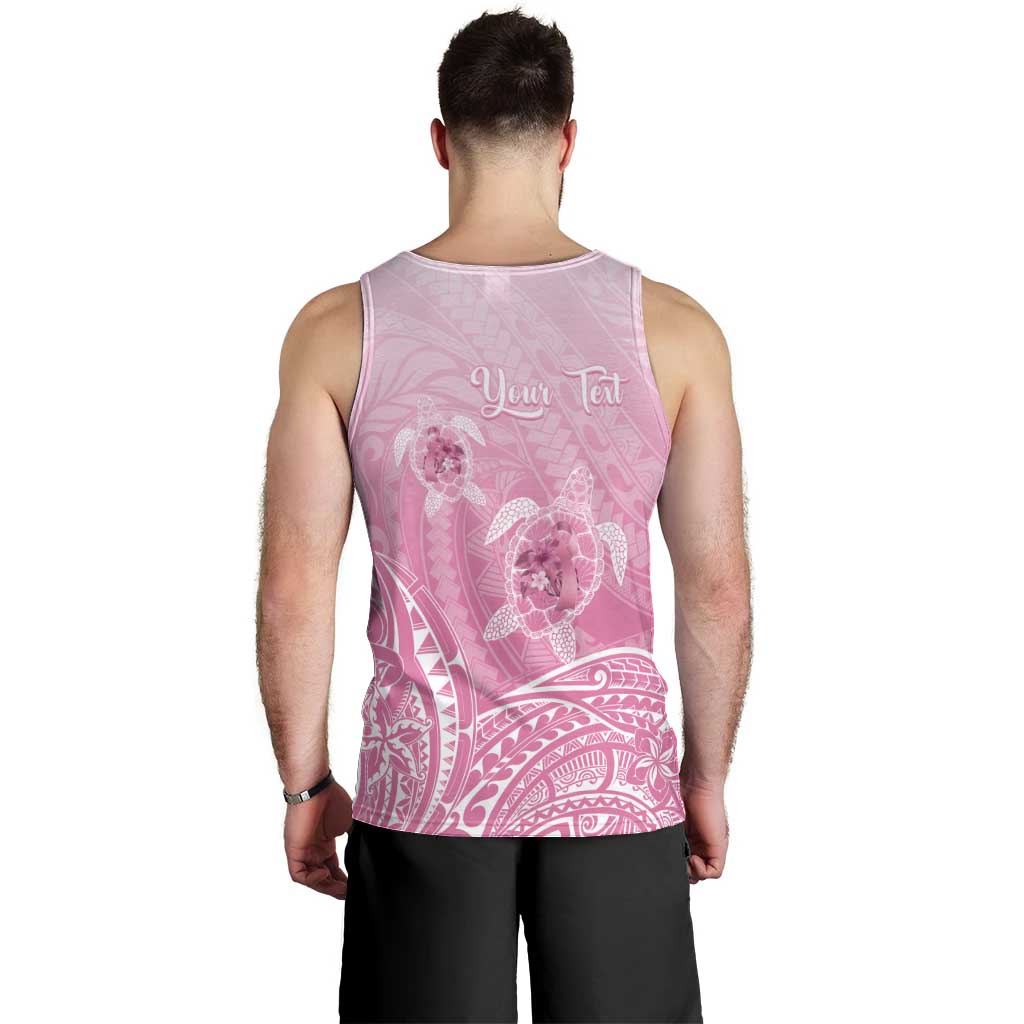Personalised Polynesia Breast Cancer Awareness Men Tank Top No One Fights Alone Turtle Ribbon - Pink Version