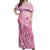 Personalised Polynesia Breast Cancer Awareness Off Shoulder Maxi Dress No One Fights Alone Turtle Ribbon - Pink Version