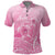 Personalised Polynesia Breast Cancer Awareness Polo Shirt No One Fights Alone Turtle Ribbon - Pink Version