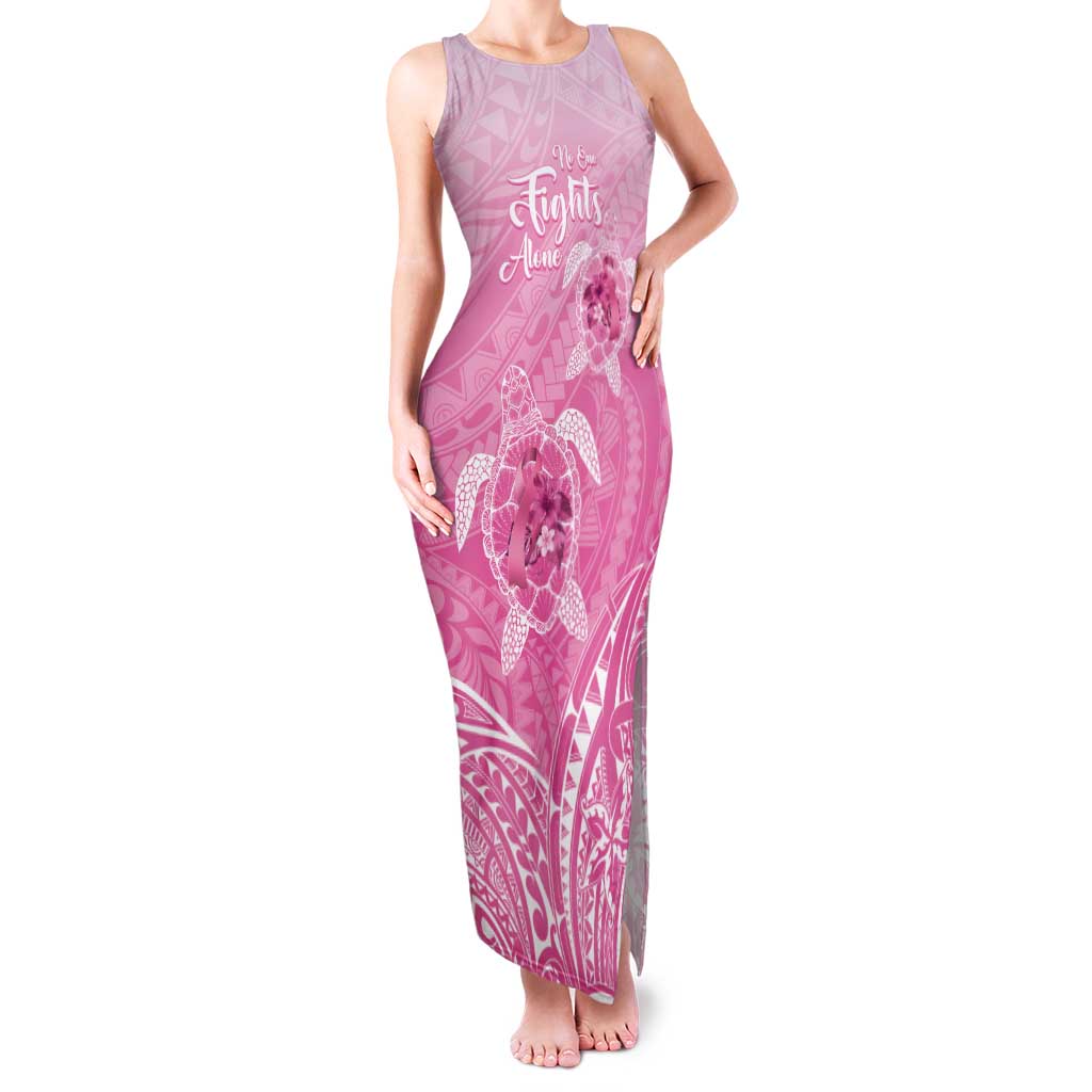 Personalised Polynesia Breast Cancer Awareness Tank Maxi Dress No One Fights Alone Turtle Ribbon - Pink Version