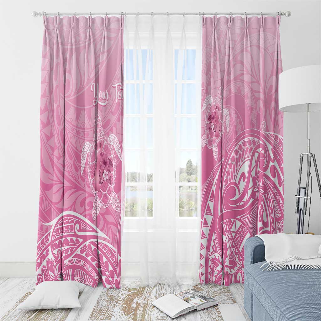 Personalised Polynesia Breast Cancer Awareness Window Curtain No One Fights Alone Turtle Ribbon - Pink Version