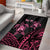 Personalised Polynesia Breast Cancer Awareness Area Rug No One Fights Alone Turtle Ribbon - Black Version