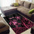 Personalised Polynesia Breast Cancer Awareness Area Rug No One Fights Alone Turtle Ribbon - Black Version