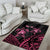 Personalised Polynesia Breast Cancer Awareness Area Rug No One Fights Alone Turtle Ribbon - Black Version