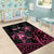 Personalised Polynesia Breast Cancer Awareness Area Rug No One Fights Alone Turtle Ribbon - Black Version