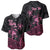 Personalised Polynesia Breast Cancer Awareness Baseball Jersey No One Fights Alone Turtle Ribbon - Black Version