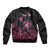 Personalised Polynesia Breast Cancer Awareness Bomber Jacket No One Fights Alone Turtle Ribbon - Black Version