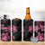 Personalised Polynesia Breast Cancer Awareness 4 in 1 Can Cooler Tumbler No One Fights Alone Turtle Ribbon - Black Version