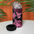 Personalised Polynesia Breast Cancer Awareness 4 in 1 Can Cooler Tumbler No One Fights Alone Turtle Ribbon - Black Version