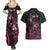 Personalised Polynesia Breast Cancer Awareness Couples Matching Summer Maxi Dress and Hawaiian Shirt No One Fights Alone Turtle Ribbon - Black Version