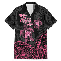 Personalised Polynesia Breast Cancer Awareness Family Matching Mermaid Dress and Hawaiian Shirt No One Fights Alone Turtle Ribbon - Black Version