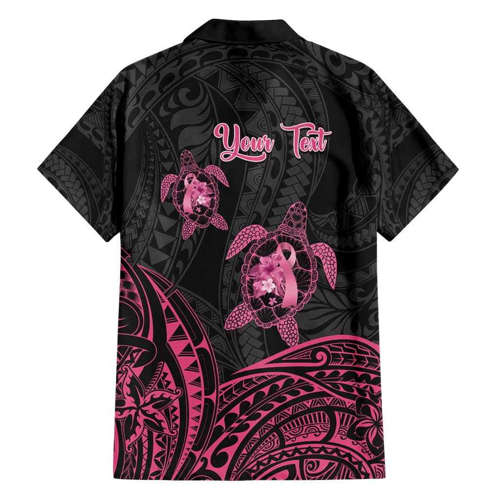 Personalised Polynesia Breast Cancer Awareness Family Matching Tank Maxi Dress and Hawaiian Shirt No One Fights Alone Turtle Ribbon - Black Version