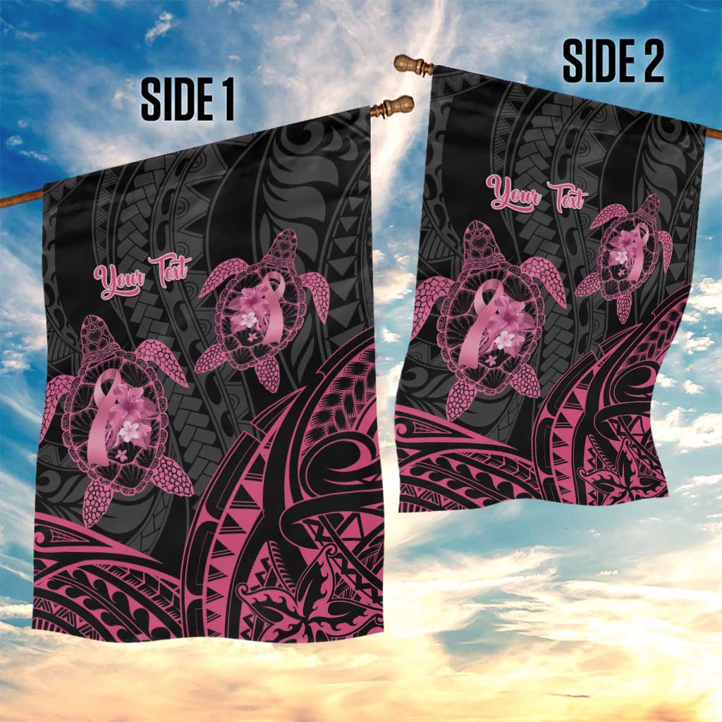 Personalised Polynesia Breast Cancer Awareness Garden Flag No One Fights Alone Turtle Ribbon - Black Version