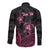 Personalised Polynesia Breast Cancer Awareness Long Sleeve Button Shirt No One Fights Alone Turtle Ribbon - Black Version