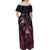 Personalised Polynesia Breast Cancer Awareness Off Shoulder Maxi Dress No One Fights Alone Turtle Ribbon - Black Version