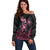 Personalised Polynesia Breast Cancer Awareness Off Shoulder Sweater No One Fights Alone Turtle Ribbon - Black Version